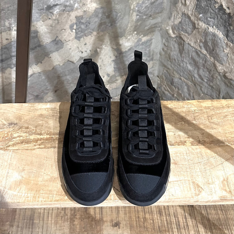 Chanel 2020 All Black Velvet Suede Mixed Fiber CC Logo Sneakers