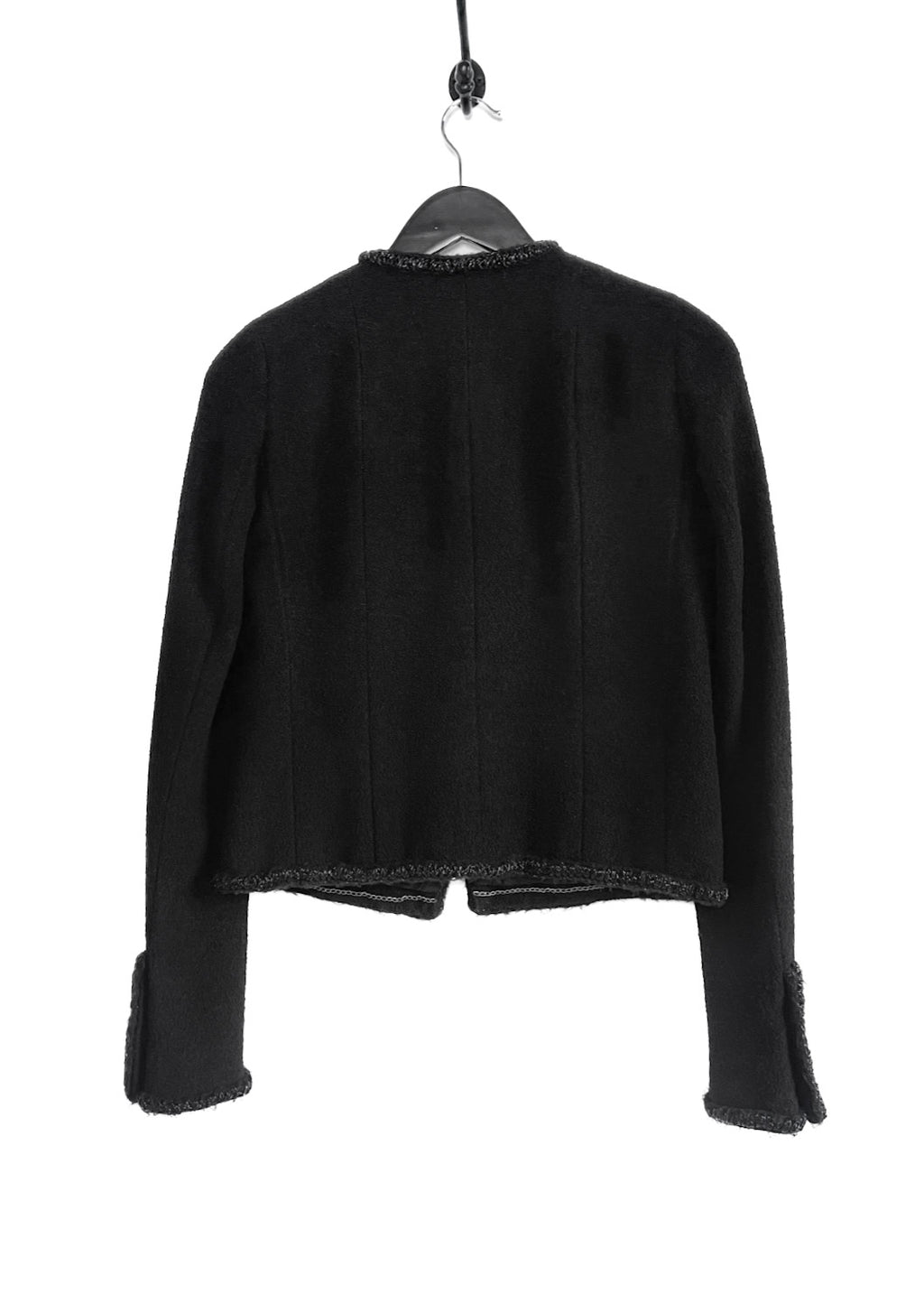 Chanel 08A Black CC Buttons Tweed Evening Timeless Blazer