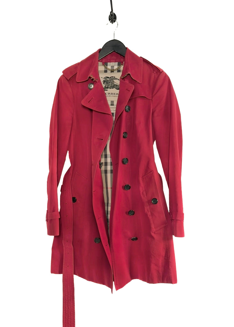 Manteau trench à double boutonnage rouge Burberry Sandringham