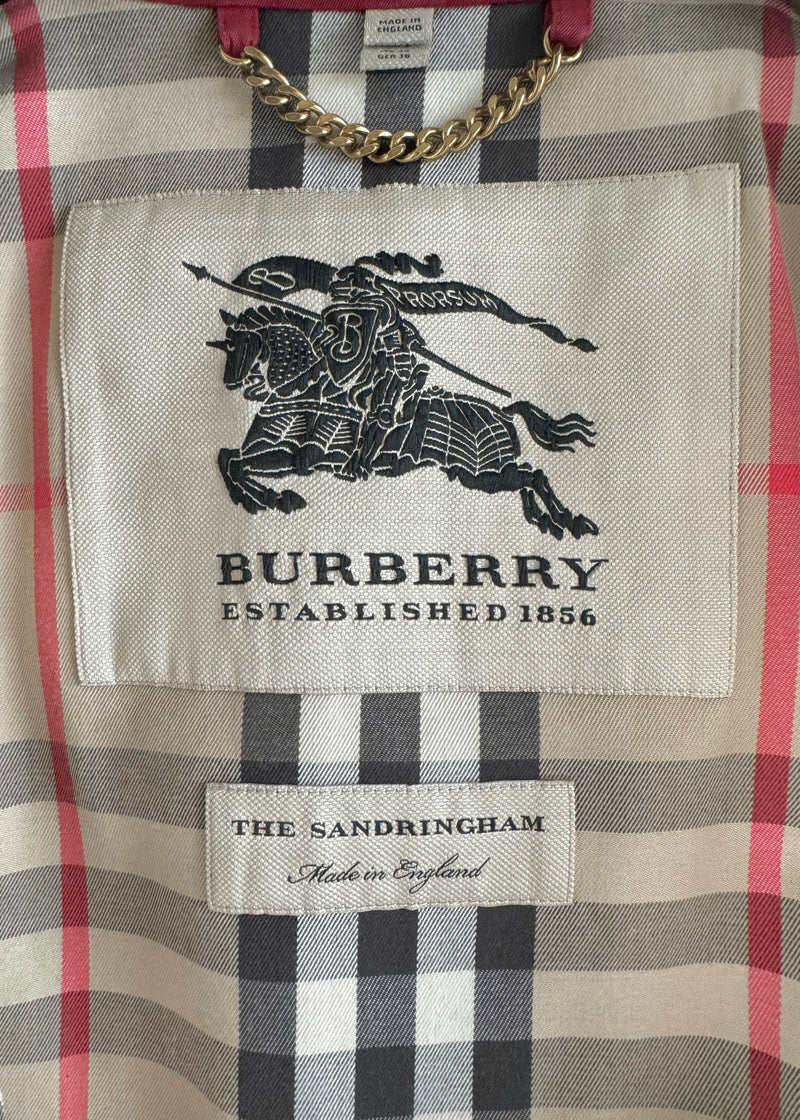 Burberry The Sandringham Red Double Breasted Trench Coat