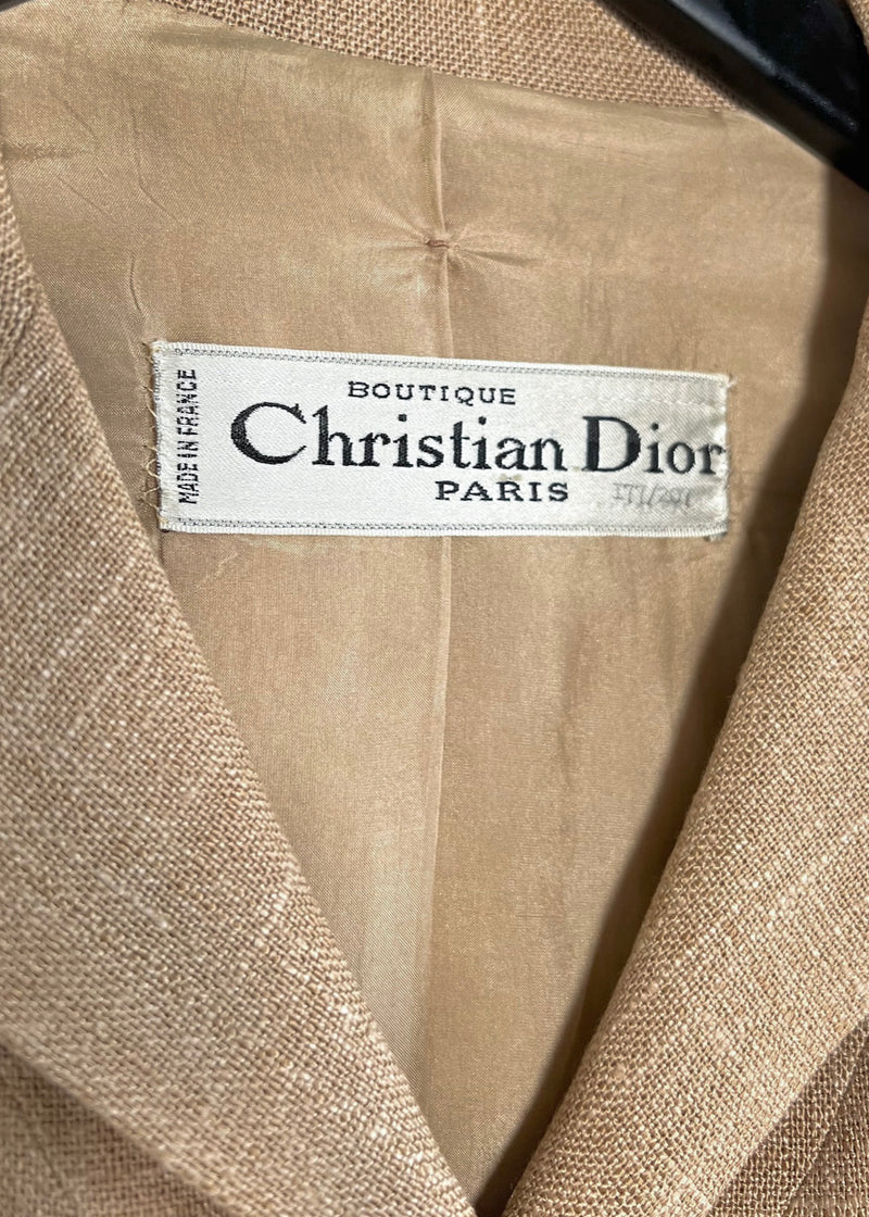 Ensemble jupe en lin beige vintage Christian Dior et costume blazer ceinturé