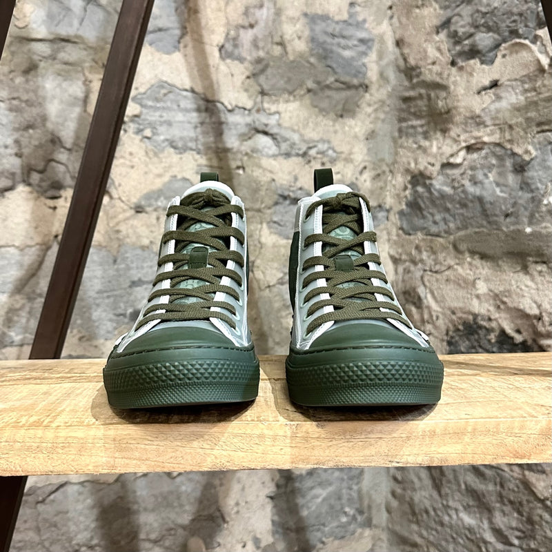 Dior B23 Dark Olive Green Oblique Canvas High-top Sneakers