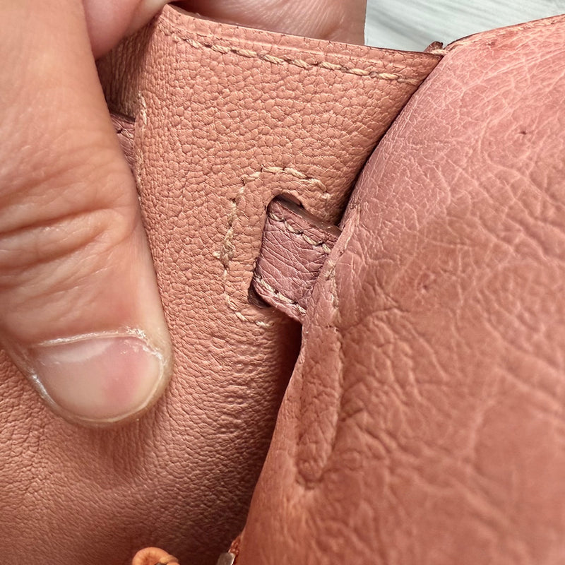 Hermès 2023 Pink Terre Cuite Ostrich PHW Kelly 25 Bag