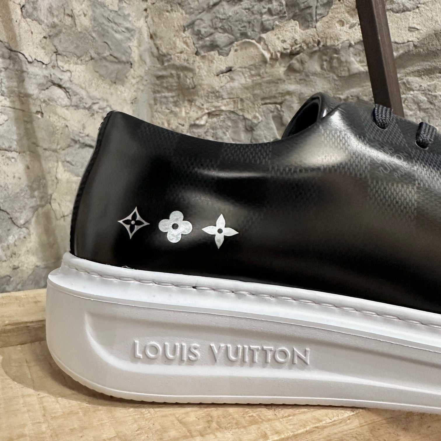 Louis Vuitton Black Glazed Canvas Damier Beverly Hills Sneakers