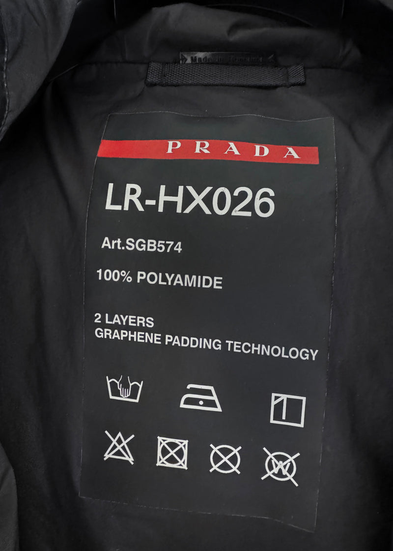 Prada Light Re-Nylon Black Hooded Puffer Jacket