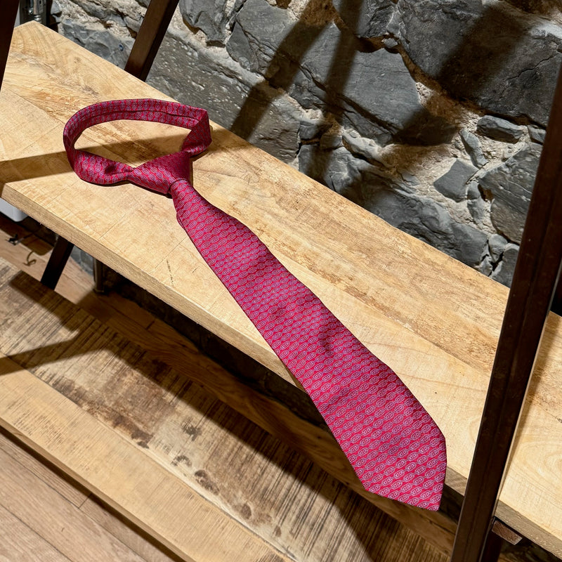 Hermès Chaine D'Ancre Horizontal Stripe Red Silk Tie