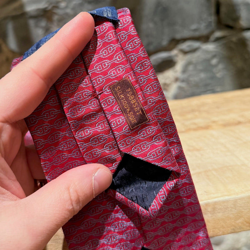 Hermès Chaine D'Ancre Horizontal Stripe Red Silk Tie