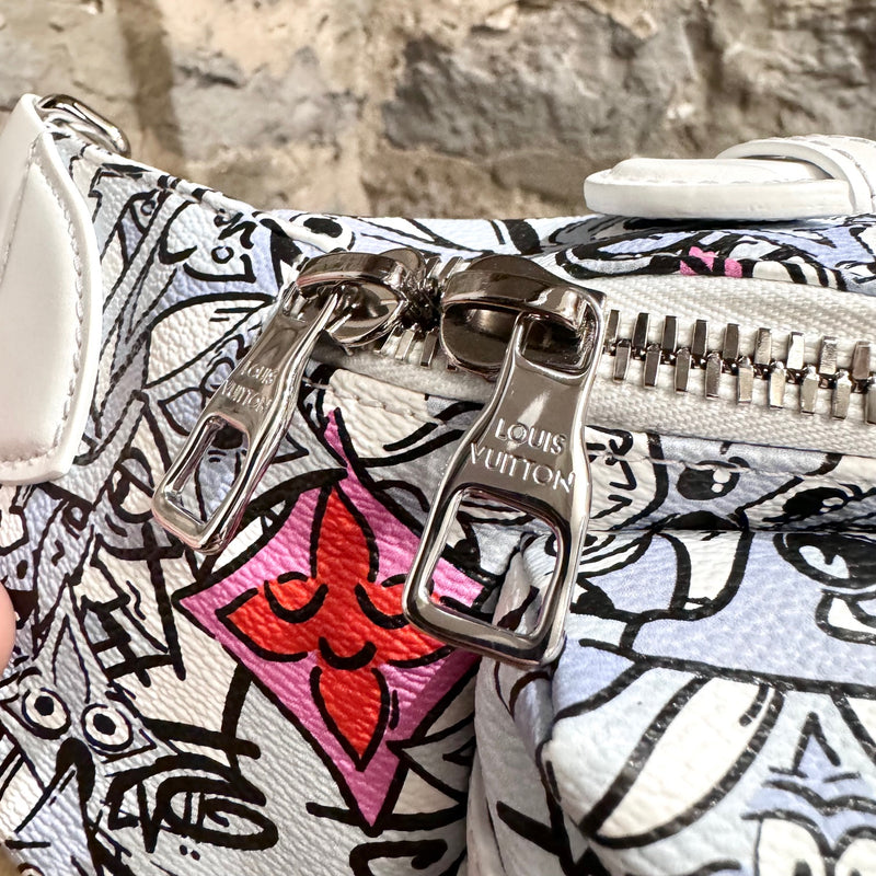 Louis Vuitton SS23 White Comic Graffiti Multi Pockets Bum Bag