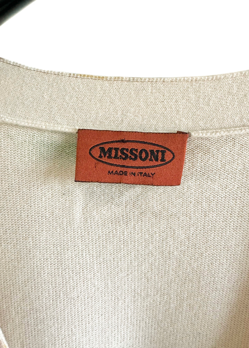 Missoni Beige Tie Dye Cashmere Button V-neck Sweater