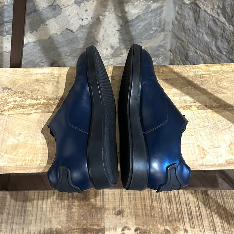 Prada Navy Blue Lace-up Logo Platform Derby Shoes