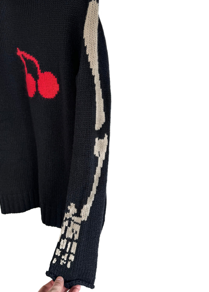 Yohji Yamamoto FW11 Black Cherry & Bones Intarsia Turtleneck Sweater