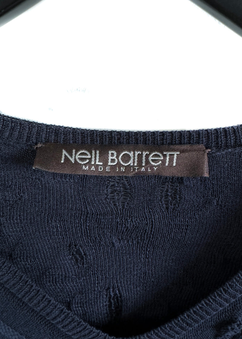 Pull léger en tricot torsadé bleu marine Neil Barrett