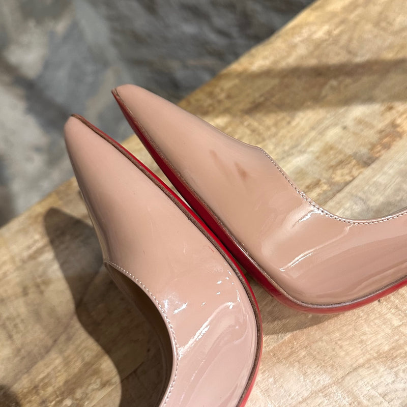 Christian Louboutin Nude Patent Leather So Kate 120 Pumps