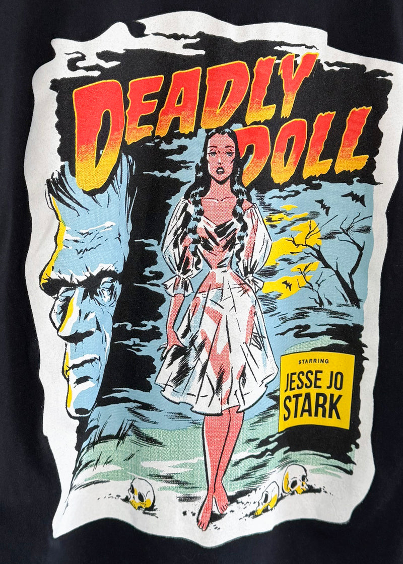 T-shirt noir imprimé au dos Chrome Hearts Deadly Doll