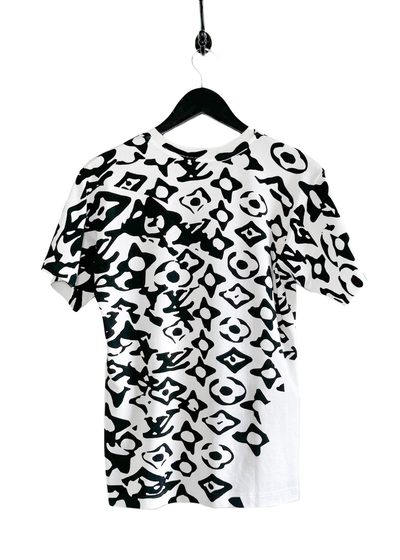 T-shirt imprimé monogramme noir blanc Louis Vuitton x URS FISCHER 2021