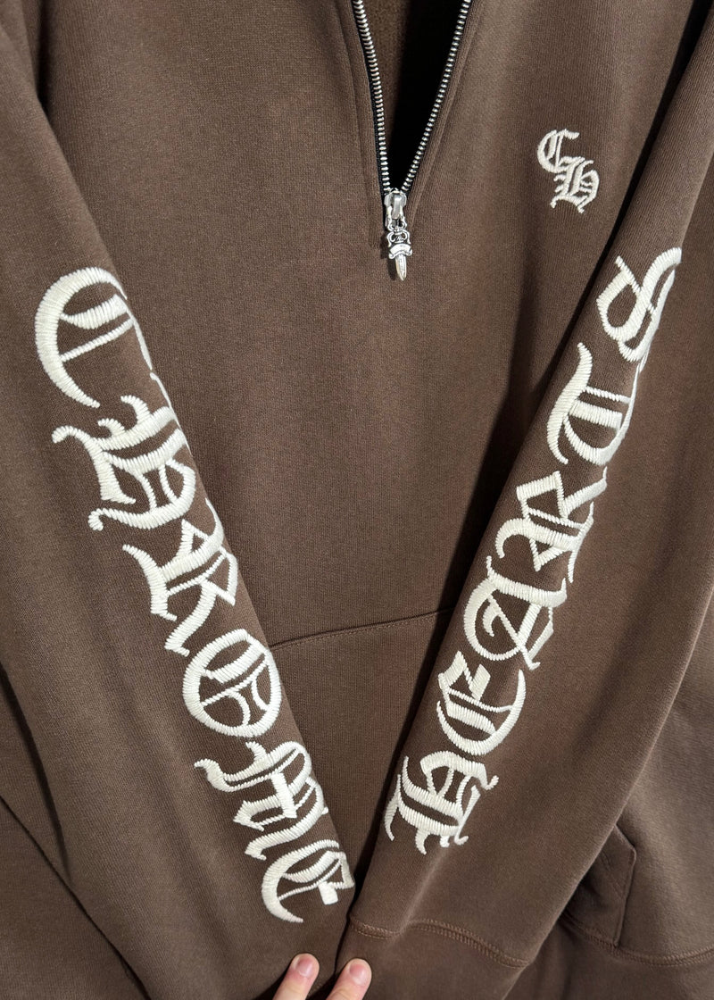Chrome Hearts Brown Slo Ride Quarter zip Embroidered Sweatshirt