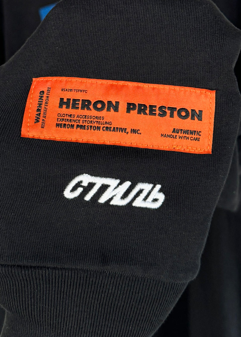 T-shirt manches longues imprimé noir Heron Preston
