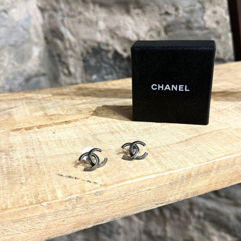 Chanel 2012 Silver Tone CC Earrings