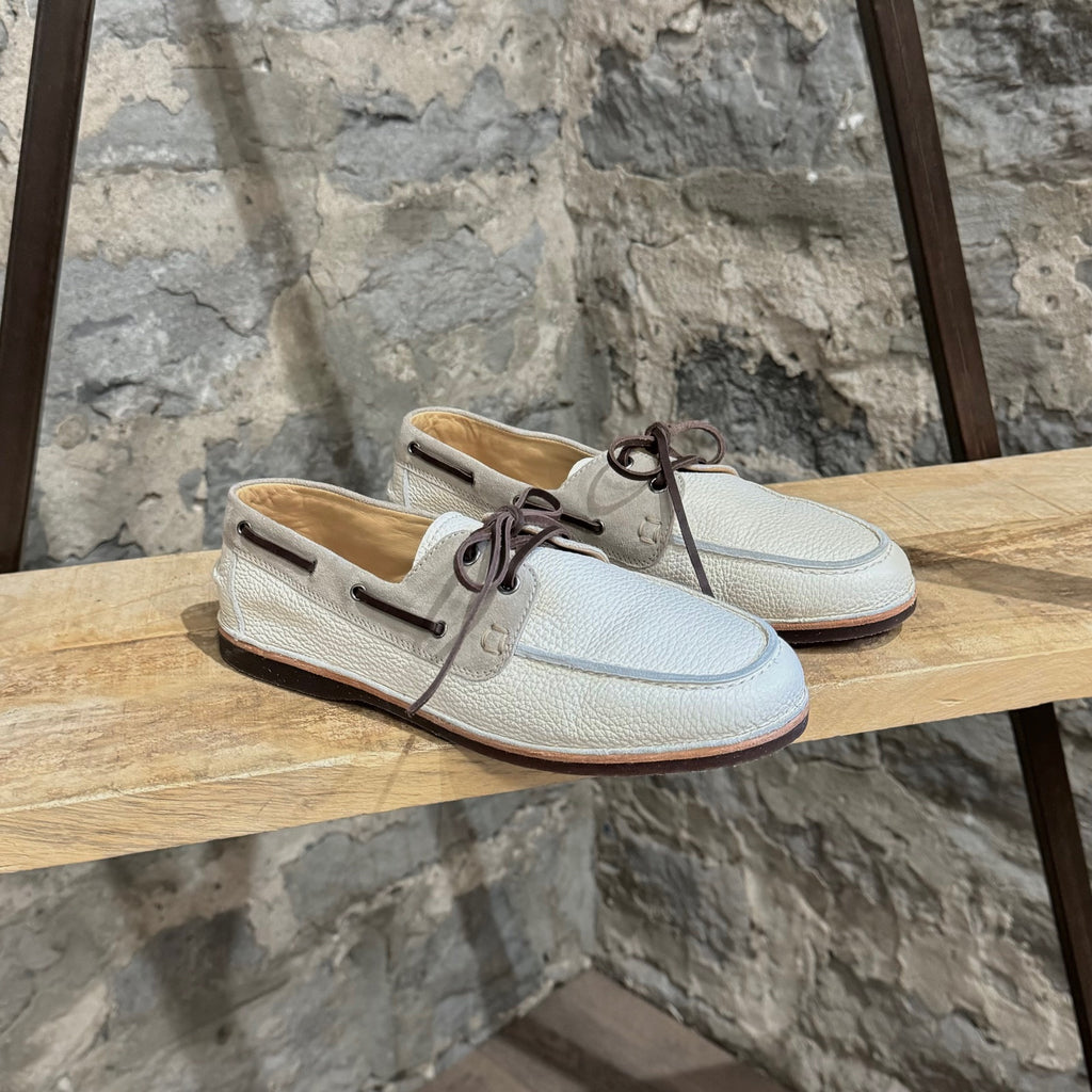 Brunello Cucinelli Ivory Leather Boat Shoes