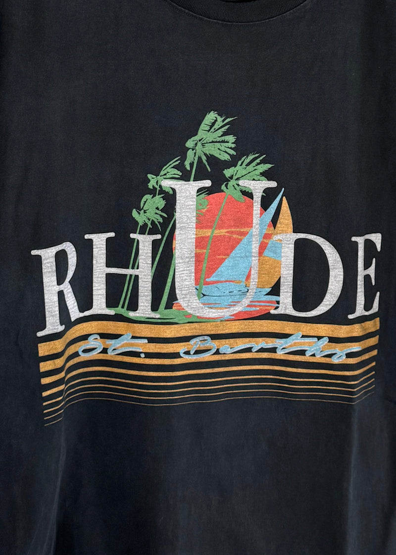 Rhude St. Barths Black Logo Oversized  T-shirt