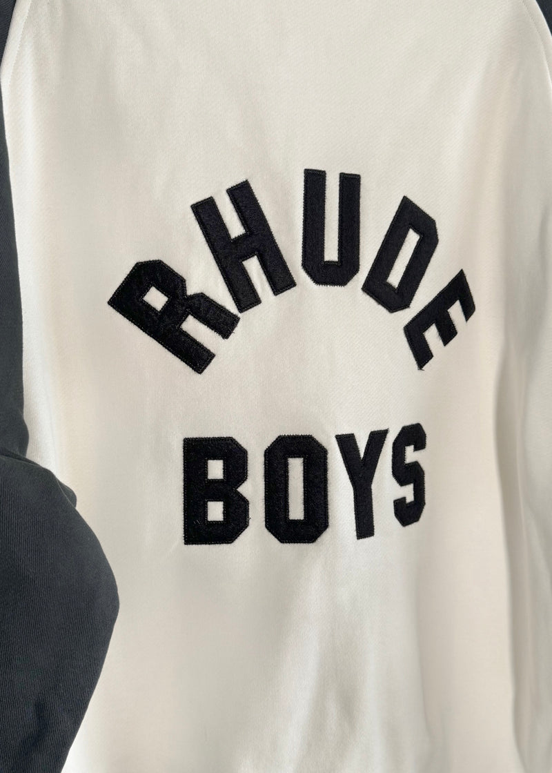 Rhude "Rhude Boys" Raglan Sleeves Beige Grey Zip Hoodie