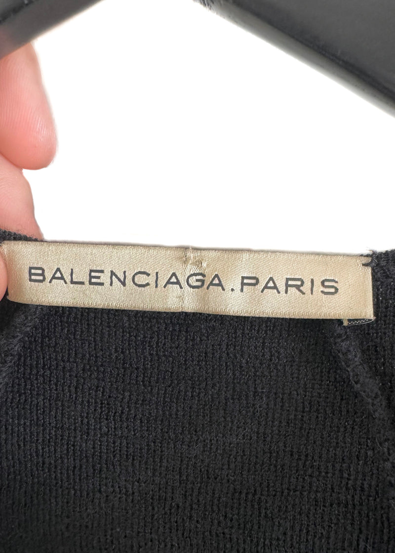 Balenciaga Black Open Front Tie Top