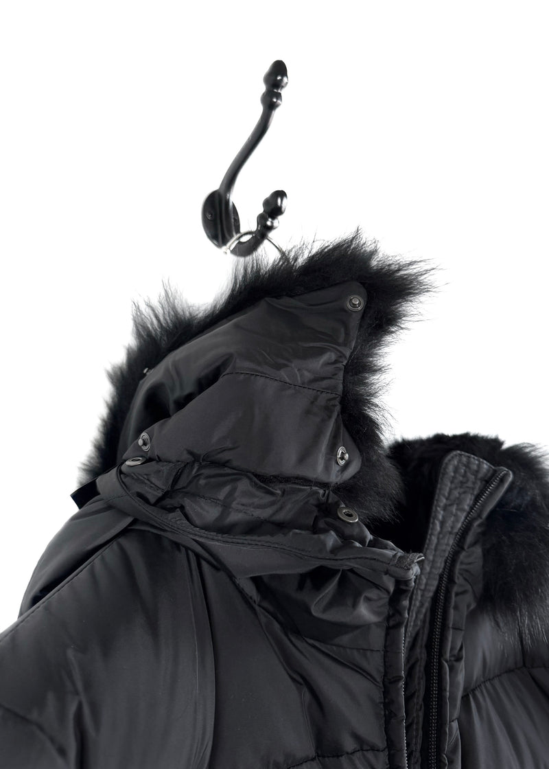 Prada 2021 Black Dyed Sheepskin Medium Length Down Coat