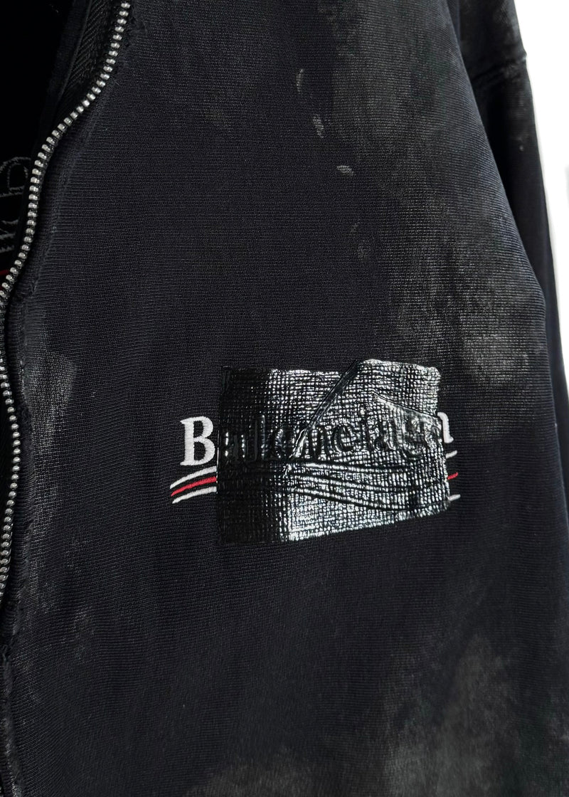 Sweat à capuche zippé Balenciaga FW22 Campaign Logo avec effet de boue