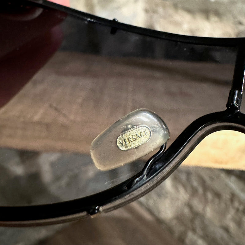 Versace 2051 Black Shield Medusa Accent Sunglasses