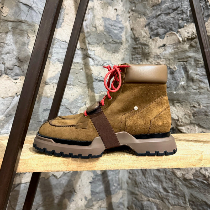 Hermès Brown Suede Bradley Coup De Selle Accent Hiking Boots