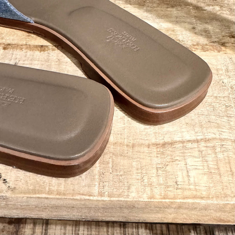 Sandales plates Hermès Denim Oran H
