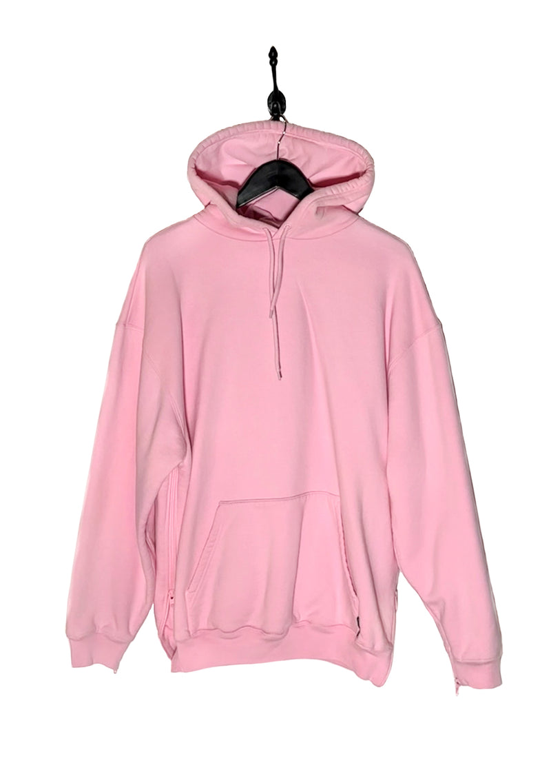 Balenciaga Pink Side Zippered Logo Tab Hoodie