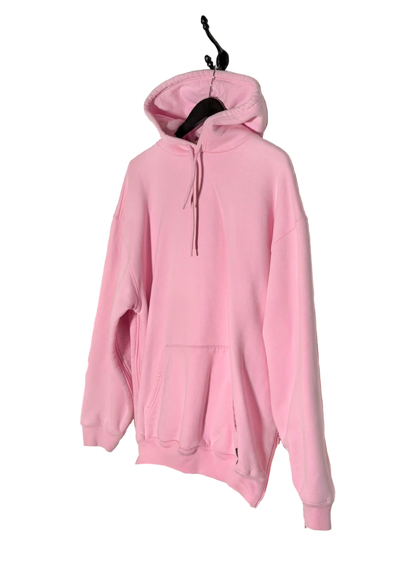 Balenciaga Pink Side Zippered Logo Tab Hoodie