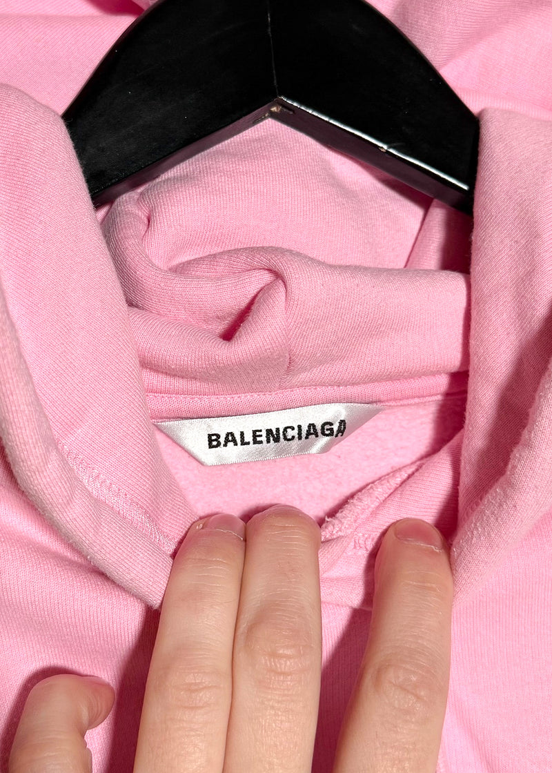 Balenciaga Pink Side Zippered Logo Tab Hoodie