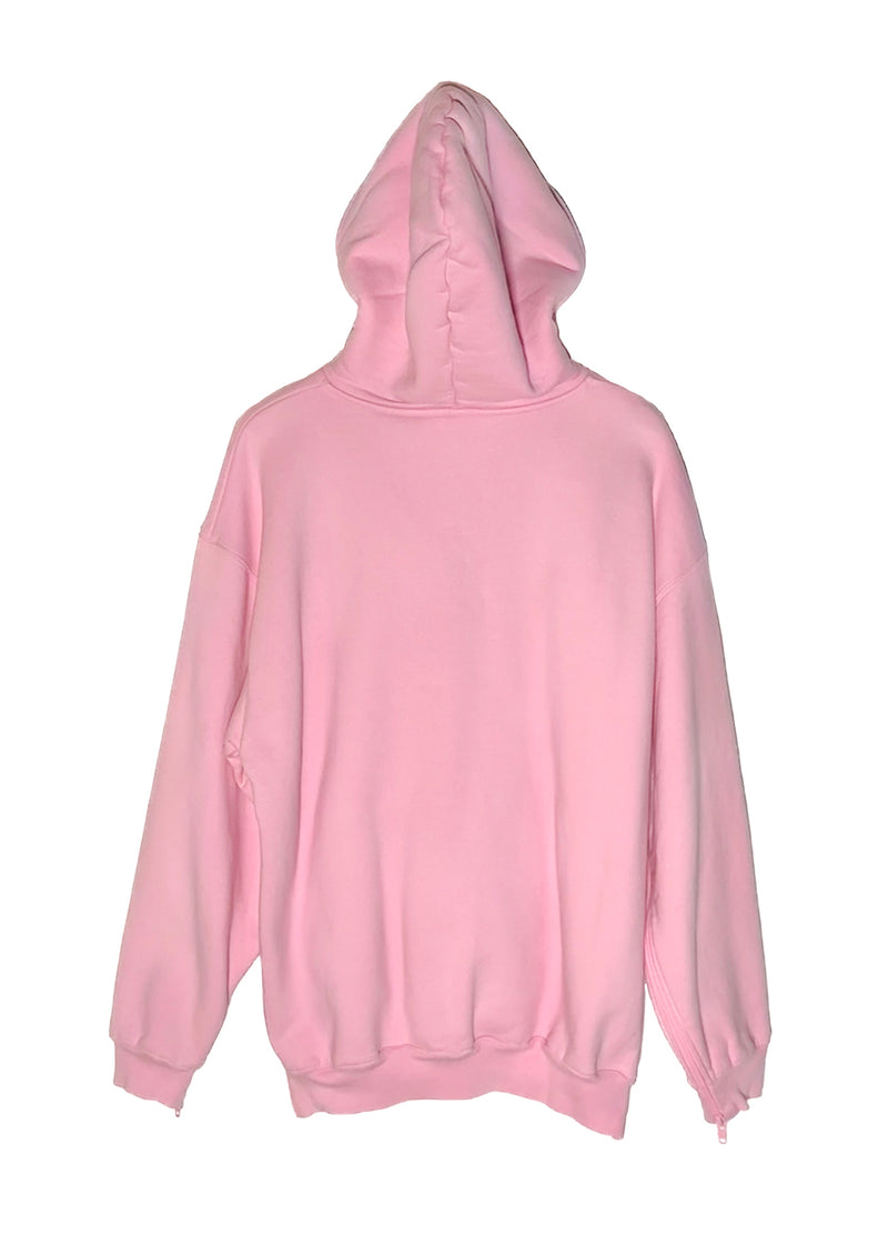 Balenciaga Pink Side Zippered Logo Tab Hoodie