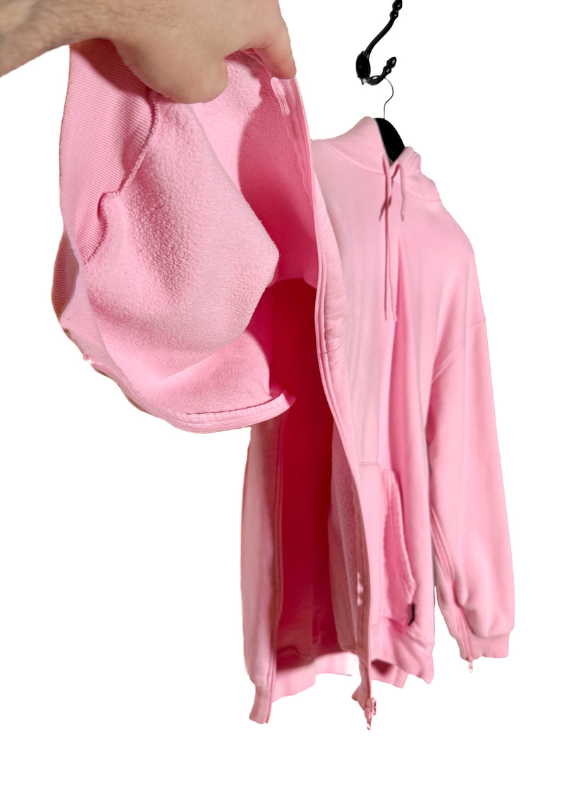 Balenciaga Pink Side Zippered Logo Tab Hoodie