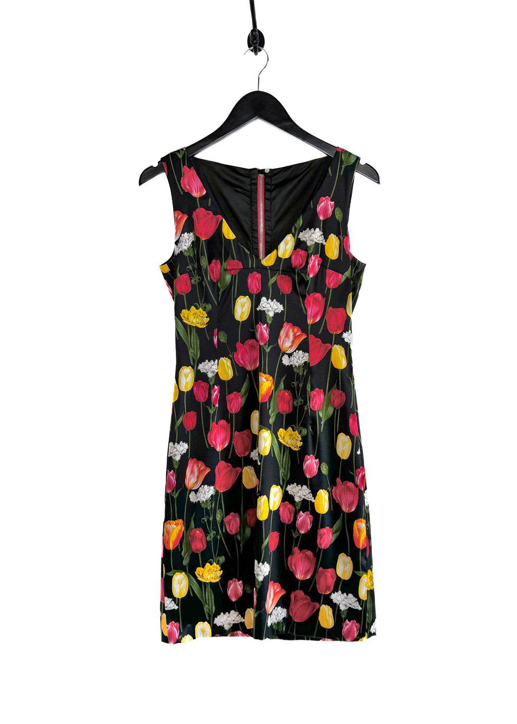 Dolce & Gabbana Black Tulips Floral Print Sleeveless Dress
