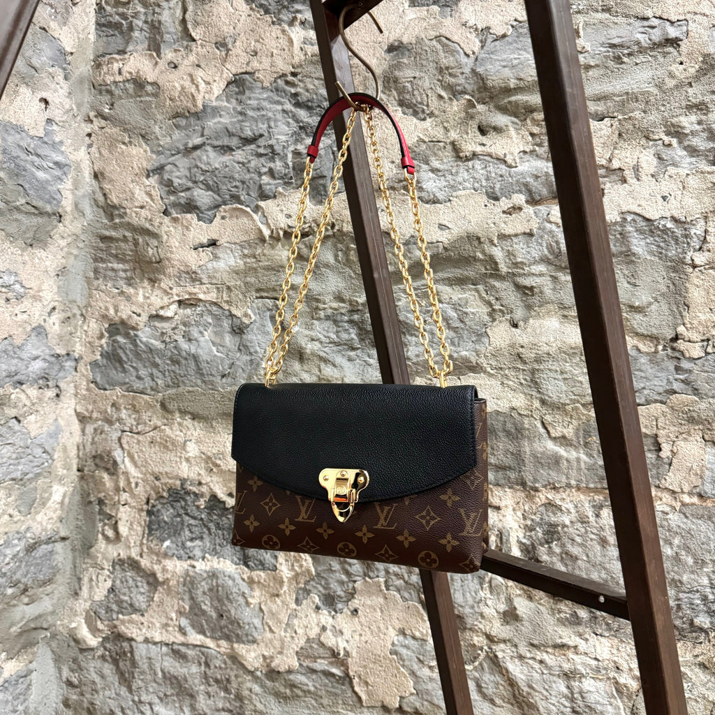 Louis Vuitton Monogram Black Leather Saint-Placide Chain 2way Bag