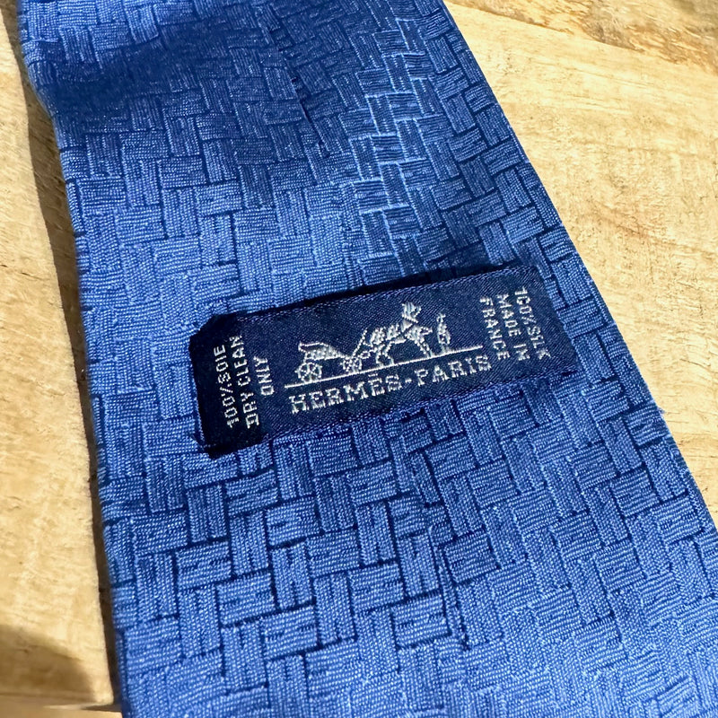 Hermès Blue Tonal H Silk Tie