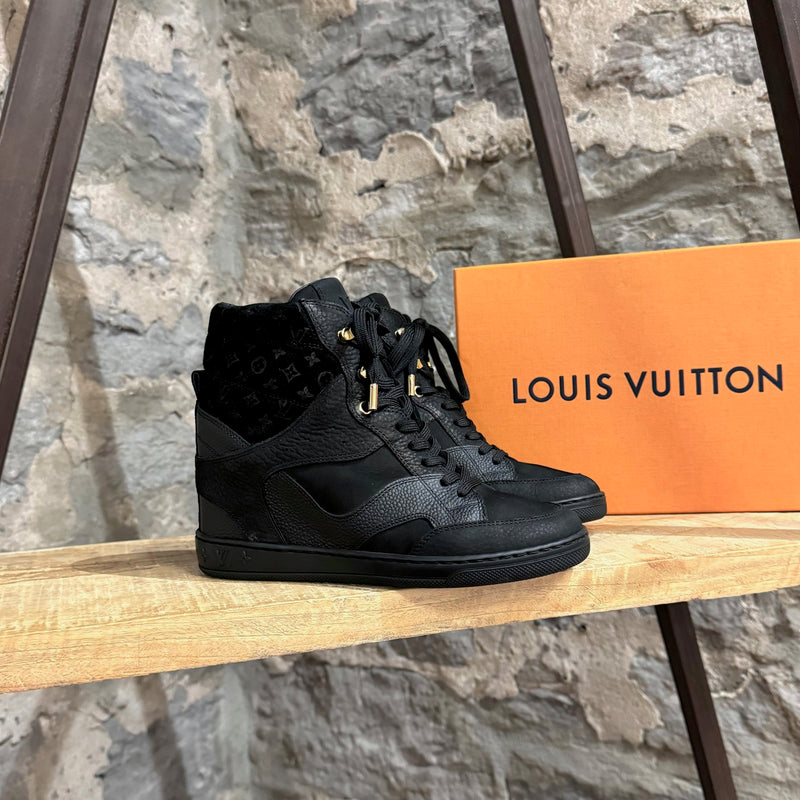 Baskets compensées noires Louis Vuitton Monogram Cliff Top