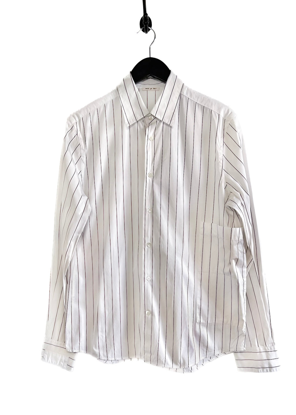 Chemise boutonnée à rayures blanches bordeaux Marni
