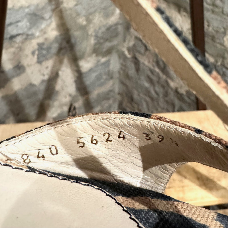 Sandales à talons en tissu imprimé léopard Yves Saint Laurent