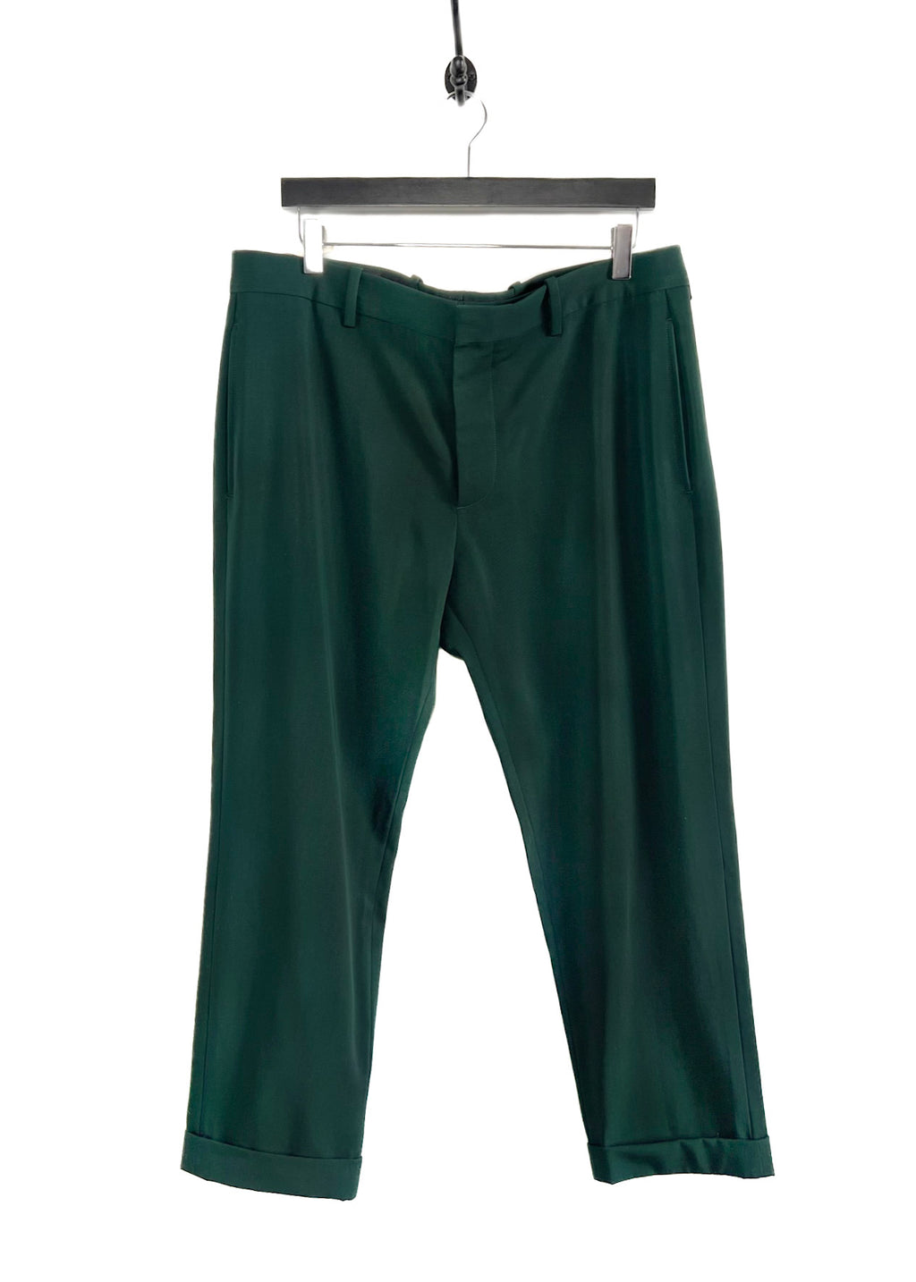 Marni Forest Green Light Wool Cuff Trousers