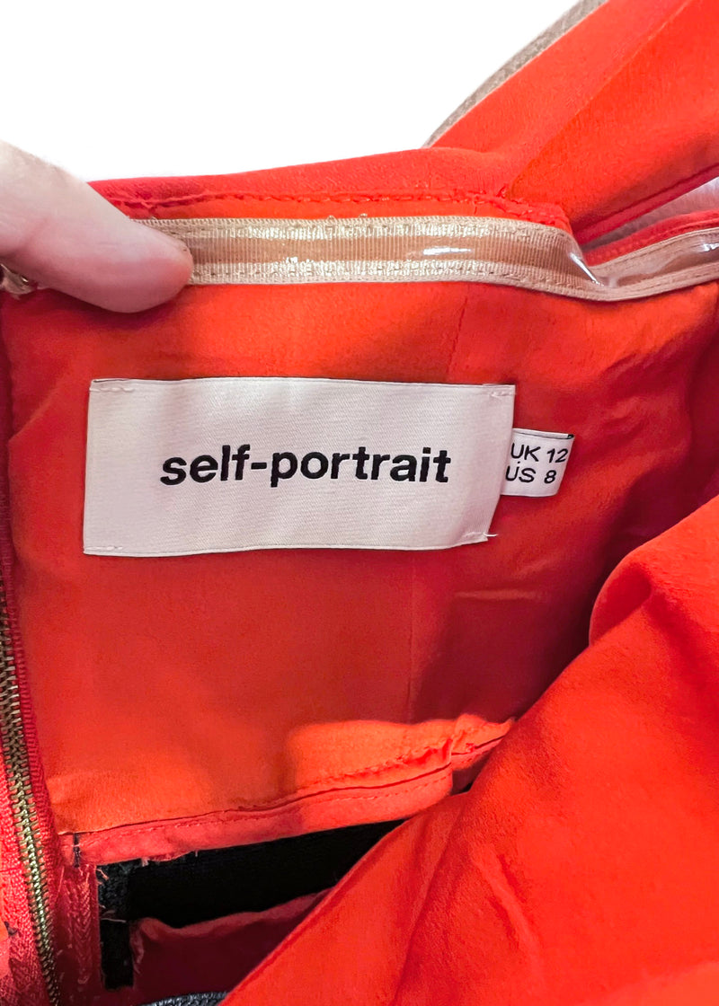 Self-Portrait Orange Off-The-Shoulder Cut Out Jumpsuit
