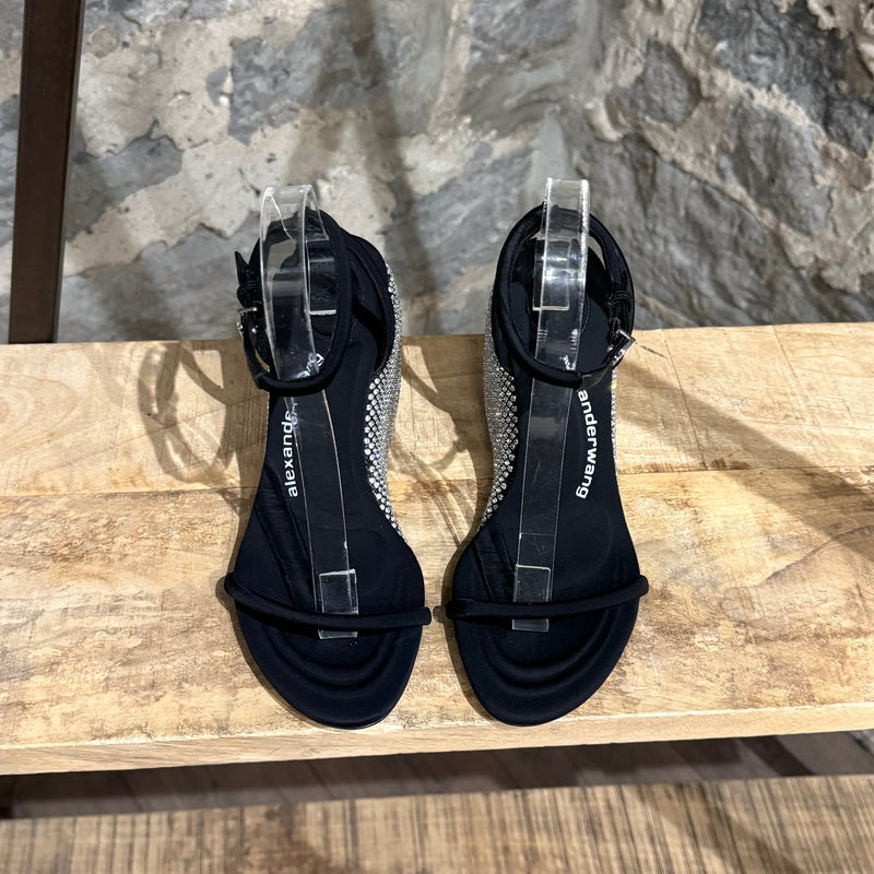 Sandales noires compensées ornées de strass Alexander Wang Dahlia