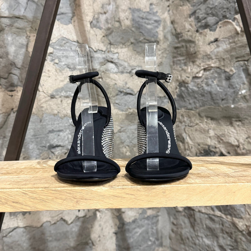 Alexander Wang Black Dahlia Rhinestone Embellished Wedge Sandals