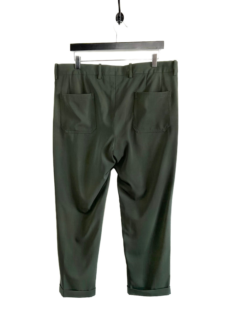 Marni Oliver Green Light Wool Cuff Trousers