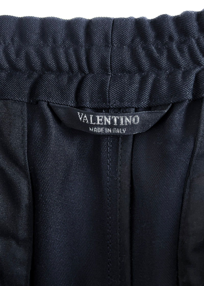 Valentino Navy Blue Drawstring Wool Pyjama Trousers
