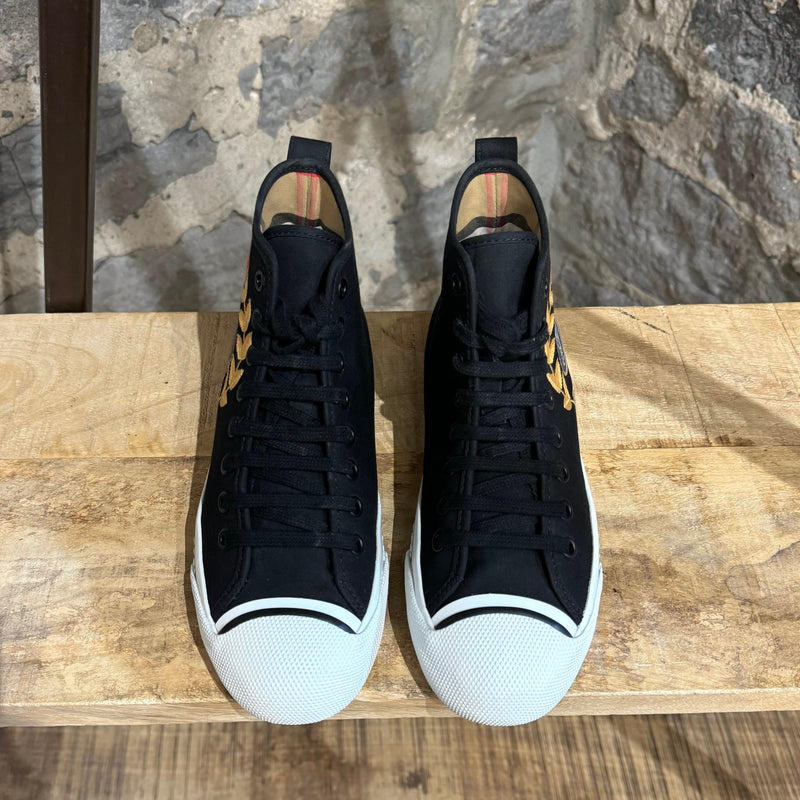 Burberry Black Canvas Knight Embroidered Kingly Big C High-Top Sneakers
