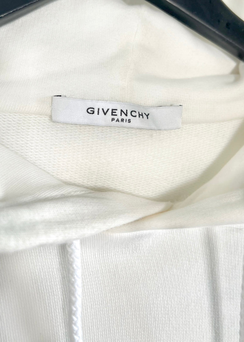 Givenchy GV3 Industries Logo Print Ivory Hoodie